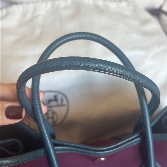 HERMES Toile Negonda Garden Party 30 TPM Prune Bleu de Prusse. - Picture 3 of 10